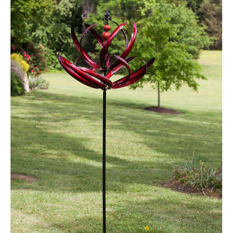 Plow & Hearth Crimson Lotus Metal Garden Wind Spinner & Reviews Wayfair